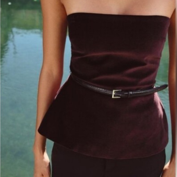 NWT Zara Burgundy Velvet Corset Top - Picture 5 of 6